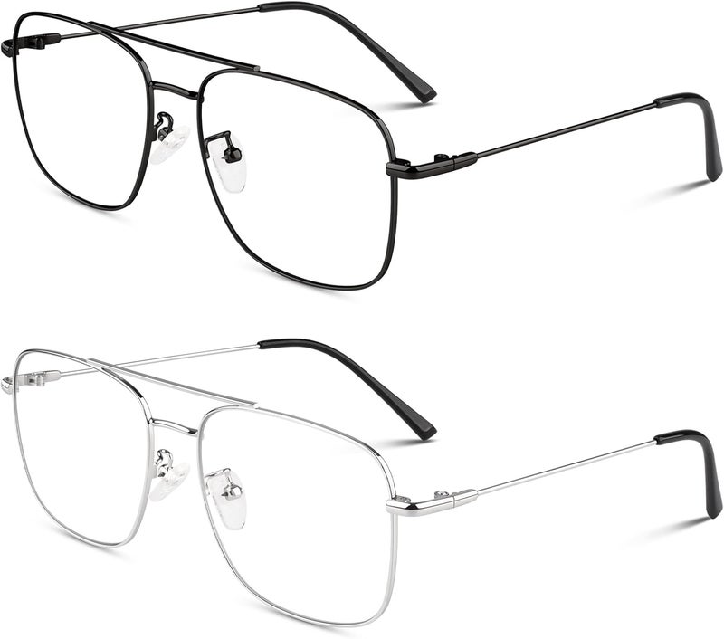 LINVO Fake Glasses Non-Prescription Clear Lens Metal Frame Fashion Eyewear for Women Men - Image 1